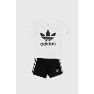 adidas Originals set de bumbac pentru bebelusi SHORT TEE SET culoarea alb, JE0521 imagine