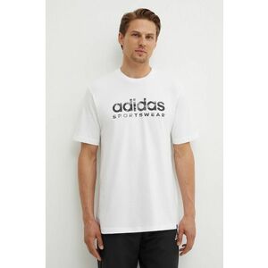 adidas tricou din bumbac Camo barbati, culoarea alb, cu imprimeu, IW2674 imagine