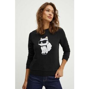 Karl Lagerfeld bluza femei, culoarea negru, cu imprimeu imagine