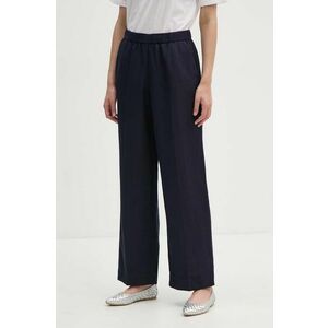 Gant pantaloni din in culoarea albastru marin, lat, high waist, 4150306 imagine