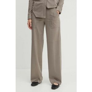 MAX&Co. pantaloni femei, culoarea maro, drept, high waist, 2416781012200 imagine