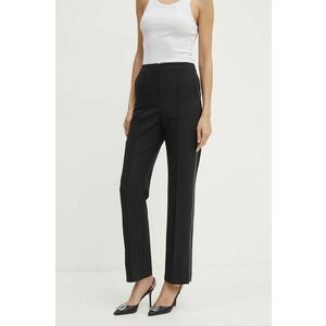 Karl Lagerfeld pantaloni din lana culoarea negru, drept, high waist, 245W1000 imagine