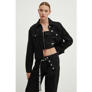 Karl Lagerfeld geaca jeans femei, culoarea negru, de tranzitie, 236W1408 imagine