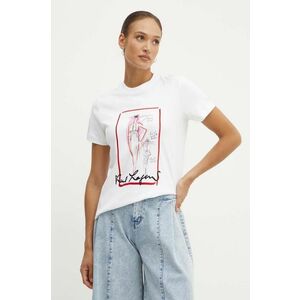 Karl Lagerfeld tricou din bumbac femei, culoarea bej, 245W1713 imagine