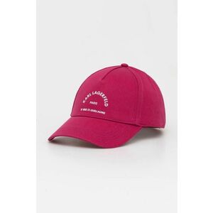 Karl Lagerfeld șapcă de baseball din bumbac culoarea roz, cu imprimeu, 245W3407 imagine