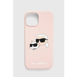 Karl Lagerfeld etui pentru telefon iPhone 15 / 14 / 13 6.1 culoarea roz, KLHMP15SSKCHPPLP imagine