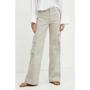 MAX&Co. pantaloni femei, culoarea gri, drept, high waist, 2426136021200 imagine
