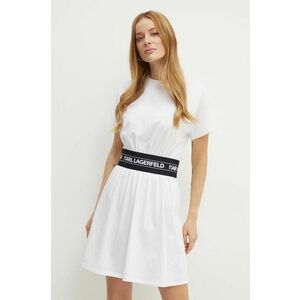 Karl Lagerfeld rochie din bumbac culoarea alb, mini, evazati, 245W1351 imagine