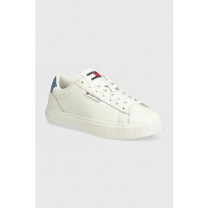 Tommy Jeans sneakers din piele TJW CUPSOLE SNEAKER DENIM culoarea alb, EN0EN02652 imagine