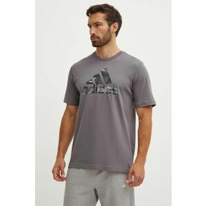 adidas tricou din bumbac Camo barbati, culoarea gri, cu imprimeu, IY0741 imagine