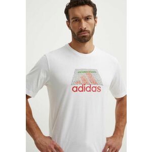 adidas tricou din bumbac barbati, culoarea bej, cu imprimeu, IW2640 imagine