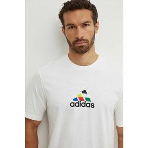 adidas tricou din bumbac Tiro barbati, culoarea alb, cu imprimeu, IW2668 imagine