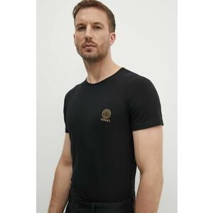 Versace tricou din bumbac barbati, culoarea negru, cu imprimeu, AUU01005 1A10011 imagine