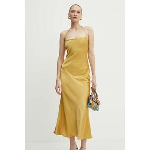 Bardot rochie CARLEN culoarea galben, maxi, evazati, 59353DB imagine