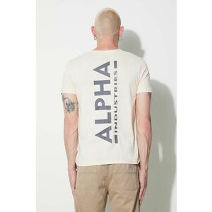 Alpha Industries tricou din bumbac culoarea bej, cu imprimeu 128507.578-JetStreamW imagine