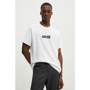 Levi's tricou din bumbac barbati, culoarea bej, cu imprimeu imagine
