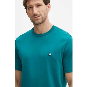 United Colors of Benetton tricou din bumbac barbati, culoarea verde, neted imagine