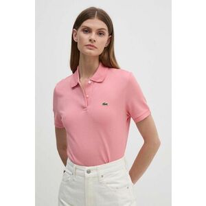 Lacoste tricou din bumbac femei, culoarea alb, cu guler imagine