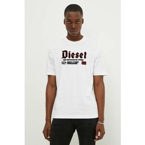 Diesel tricou din bumbac T-ADJUST-K1 barbati, culoarea alb, cu imprimeu, A14789.0GRAI imagine