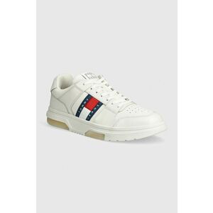 Tommy Jeans sneakers din piele THE BROOKLYN LEATHER culoarea alb, EM0EM01429 imagine