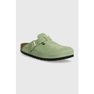 Birkenstock papuci din piele Boston SFB femei, culoarea verde, 1027934 imagine