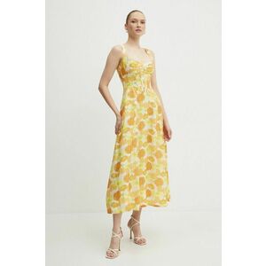 Bardot rochie LILAH culoarea galben, maxi, evazati, 58546DB6 imagine