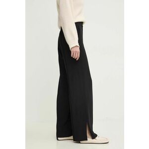 Liviana Conti pantaloni femei, culoarea negru, lat, high waist, F4WS46 imagine