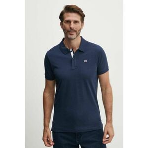 Tommy Jeans polo de bumbac culoarea albastru marin, neted, DM0DM15370 imagine