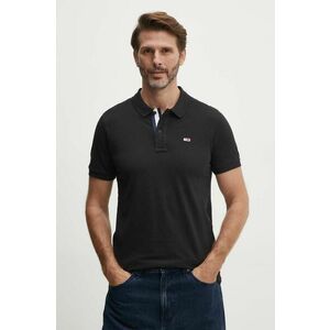 Tommy Jeans polo de bumbac culoarea negru, neted, DM0DM15370 imagine