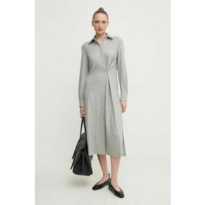Liviana Conti rochie de cașmir culoarea gri, midi, drept, F4WN25 imagine