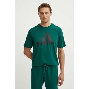 adidas tricou din bumbac barbati, culoarea verde, cu imprimeu, IY8585 imagine