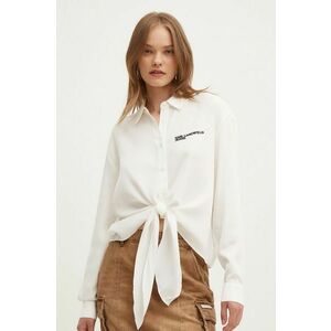 Karl Lagerfeld Jeans camasa femei, culoarea alb, cu guler clasic, relaxed, 245J1603 imagine