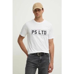 PS Paul Smith tricou din bumbac barbati, culoarea alb, cu imprimeu, M2R.011R.NP4693 imagine