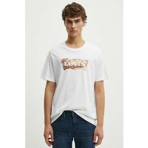 Levi's tricou din bumbac barbati, culoarea alb, cu imprimeu imagine