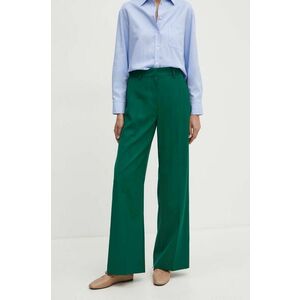 Weekend Max Mara pantaloni de lana culoarea verde, drept, high waist, 2425136041600 imagine