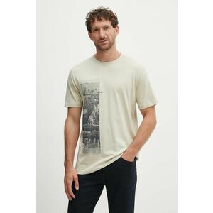 Boss Orange tricou din bumbac barbati, culoarea bej, cu imprimeu, 50522640 imagine