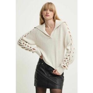 IRO pulover de lana femei, culoarea bej, WP12ALESSIA imagine