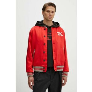 The Kooples geaca bomber barbati, culoarea rosu, de tranzitie, oversize, HBLO29004K imagine