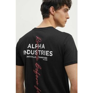 Alpha Industries tricou din bumbac barbati, culoarea negru, cu imprimeu, 148516 imagine