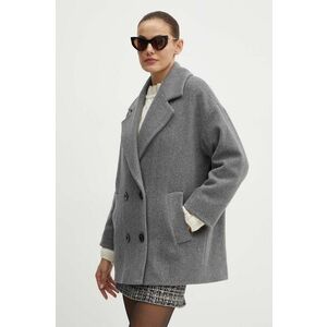 Marella palton de lana culoarea gri, de tranzitie, cu doua randuri de nasturi, 2423086044200 imagine