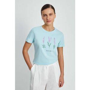 Tricou cu decolteu la baza gatului si imprimeu floral imagine