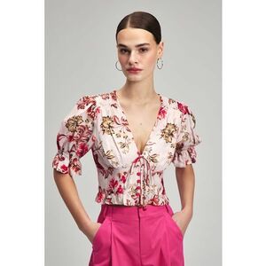 Bluza cu imprimeu floral si maneci bufante imagine