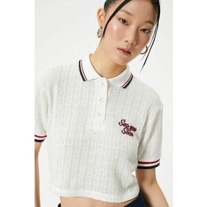Tricou polo crop din material pointelle imagine