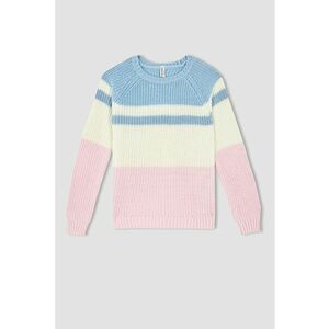 Pulover cu model colorblock si maneci raglan imagine