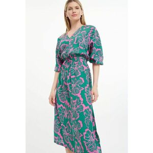 Rochie cu Imprimeu Floral, Decolteu-V, Rochie Midi Eleganta imagine