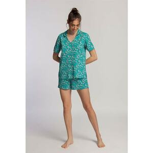 Pijama din amestec de modal cu maneci scurte Aqua imagine