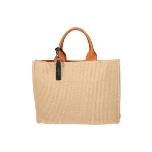 Geanta shopper de piele si material textil imagine