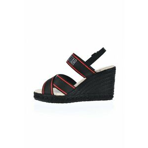 Sandale wedge de material textil cu logo imagine