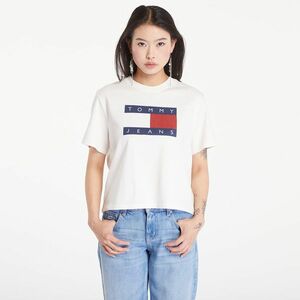 Tommy Jeans Flag Badge Boxy Fit T-Shirt Ancient White imagine