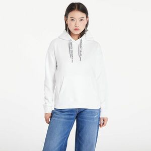 Tommy Jeans Boxy Logo Drawcord Hoodie White imagine